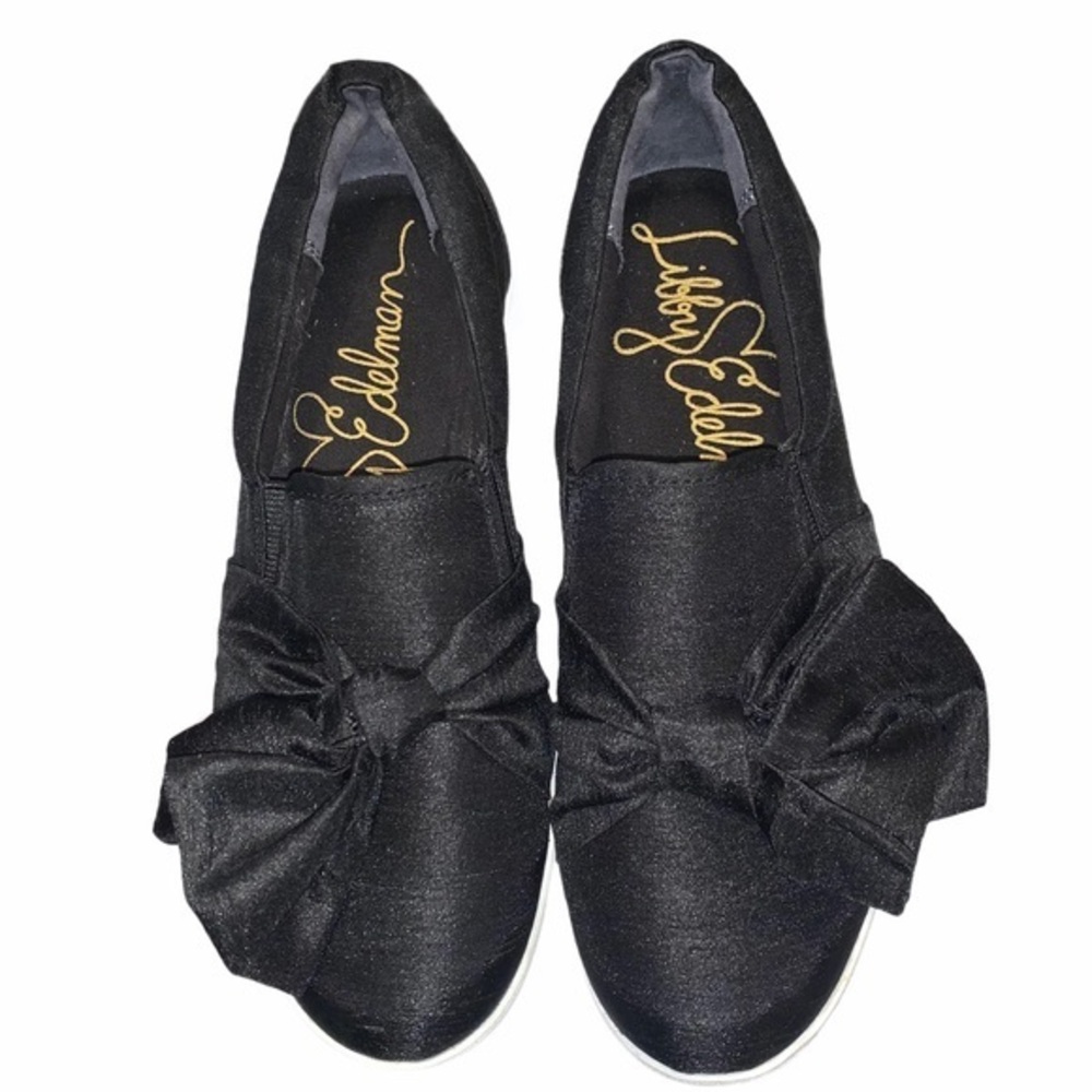 Libby Edelman sz 6 Caitlyn Slip On Black Bow Shoes
